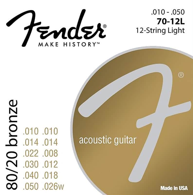 Fender 80/20 Bronze Acoustic Strings, Ball End, 70-12L .010-.050 Gauges, (12) 2016 image 1
