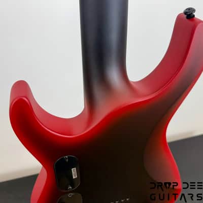 ESP LTD M-7HT Baritone Black Metal 7-String Electric Guitar - Black Red Burst Satin image 14