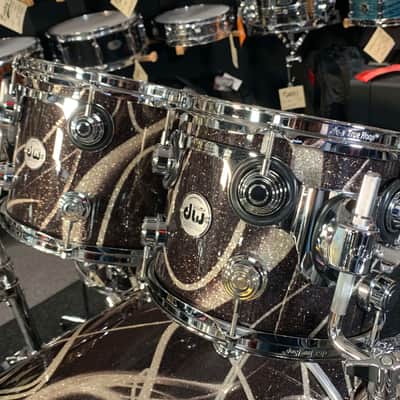 ~NEW~ DW Collector's Series 333 Maple 4-Piece 10/12/16/22 Drum Kit Set in Smoke Glass Contrail FinishPly w/ Chrome Hardware image 4