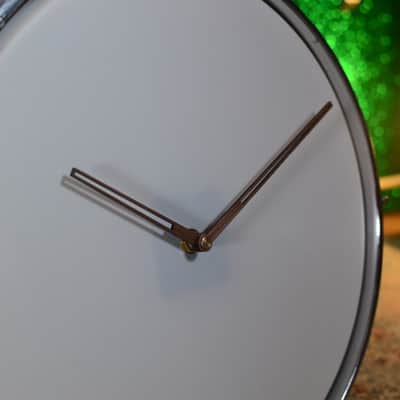 Wall Hanging 12" Drum Clock - Non-ticking - Silver Sparkle image 4