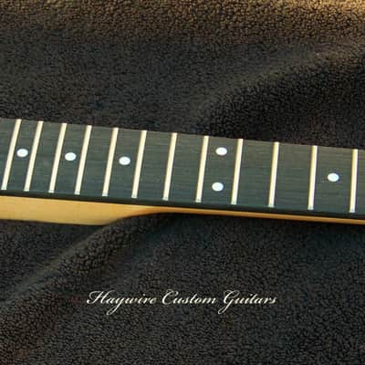 Maple/Ebony Right Hand standard 25-1/2" scale GUITAR NECK with Tuners 22 Fret Fender Tele and Strat Compatible Neck+ New Satin Nitro Finish with Frets Leveled, Crowned and Polished Frets and Includes Custom 1.65" Nut Perfectly Cut for Low Action! image 2