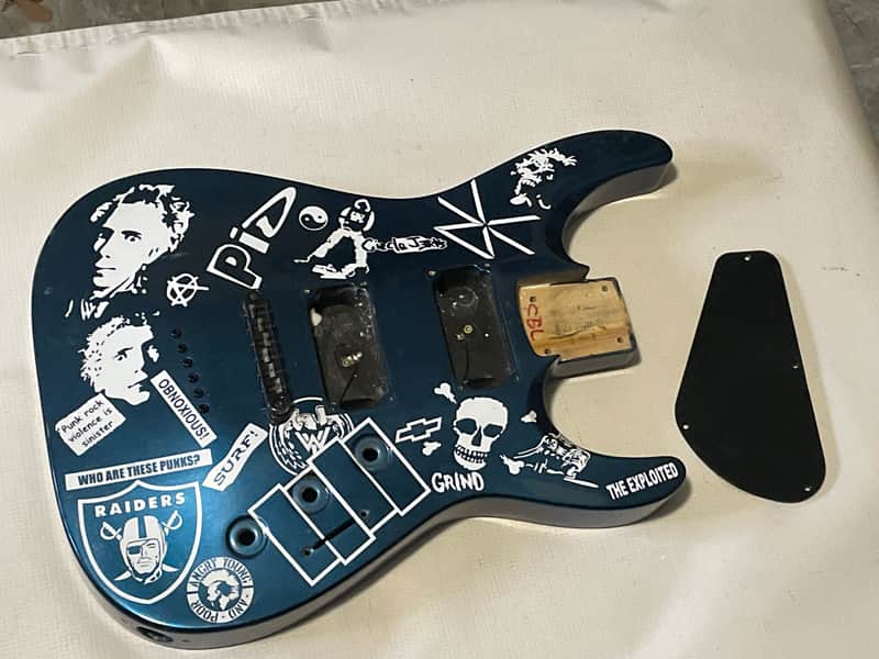 2000's Japan Jackson DKMGT Dinky Arched Top Metallic Blue Guitar Body Hard Tail image 1