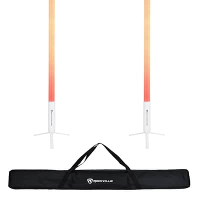 Rockville 2x ROCK SABER White Wireless DMX DJ Battery Tube Lights+Stands+Bag image 11