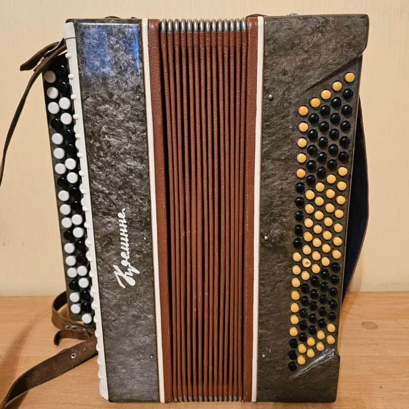 Button Accordion Kreminne 100 Bass USSR Bayan Straps Soviet Made in Ukraine Vintage image 1