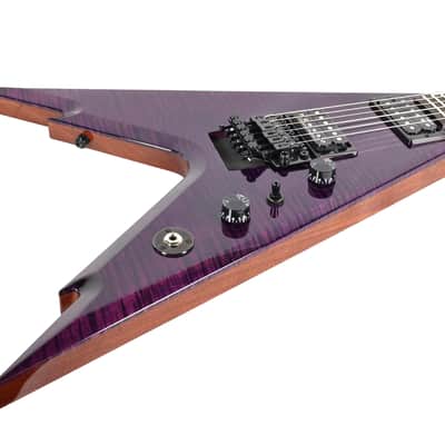 Dean USA Razorback V Floyd Flame Top Prototype Electric Guitar - Trans Purple image 9