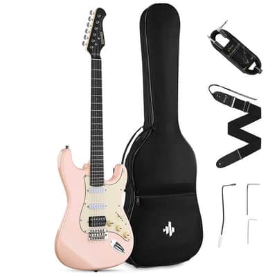 Designer Series Electric Guitar Stratocaster Style Kit with Bag, Cable, Strap Full Kit Bundle image 2