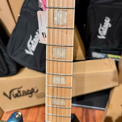 Vintage Guitars 30th Anniversary V6 Strat Overspray Relic  Super Flame Neck Lake Placid Gun Hill Blue image 7