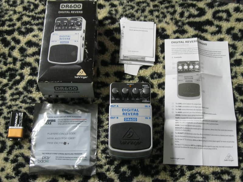 very near A+ (rarely used) Behringer DR600 Digital Reverb (Stereo), DR-600 + box, paperwork, battery, and strings image 1
