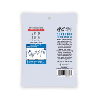 Martin MA540 Authentic Acoustic Superior Performance 92/8 Phosphor Bronze Guitar Strings, 12-54 Light image 2