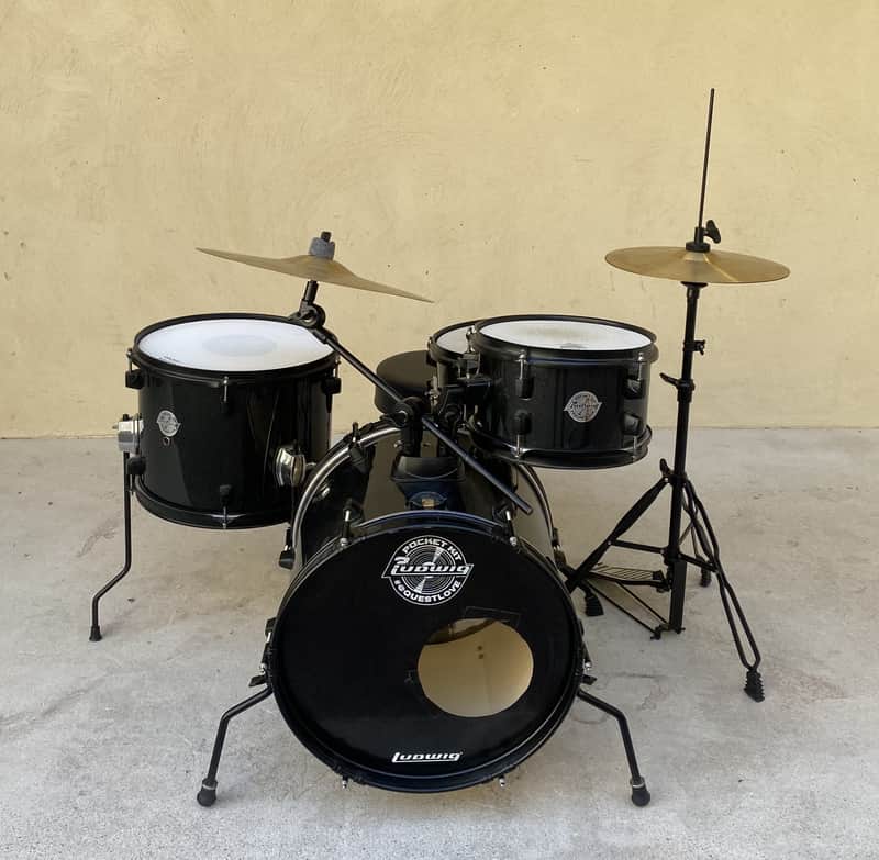 Ludwig Pocket Kit "Questlove" 10 / 13 / 16 / 5x12" Drum Set with Cymbals - Black Sparkle image 1