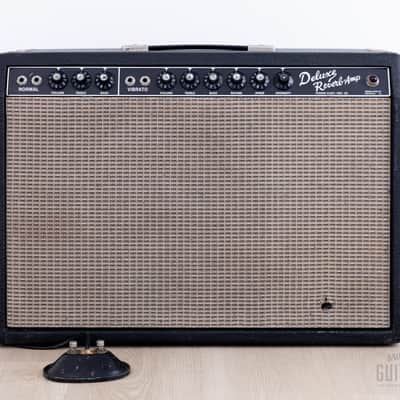 1964 Fender Deluxe Reverb Vintage Black Panel Pre-CBS Tube Amp AB763 w/ Ftsw image 1