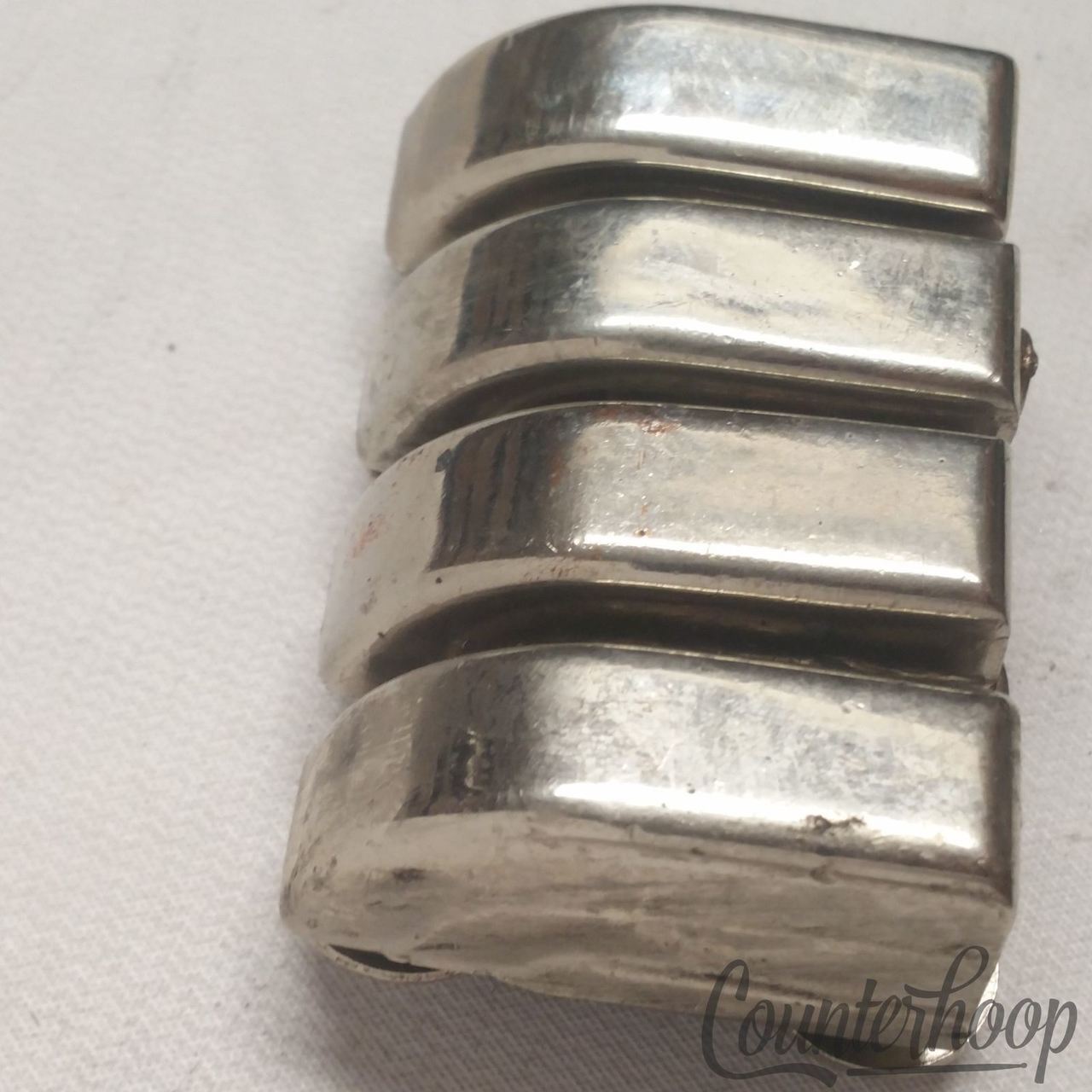 Leedy 4x Beavertail Tom/Snare Drum Lugs Nickel Elkhart USA 40s-50s Circle Washer — main photograph