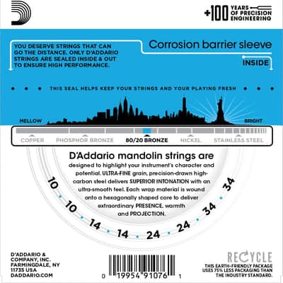 D'Addario EJ62 Bronze 80/20 Mandolin Strings - Light 10-34 image 2