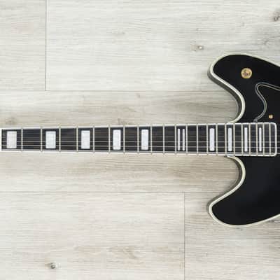 Mint Hagstrom '67 Viking II Hollow-Body Guitar, Resinator Fretboard, Black Gloss image 6