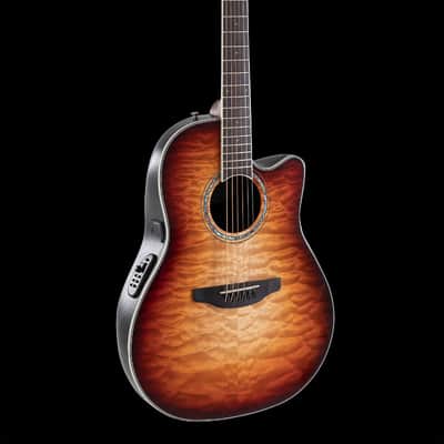 Ovation CS24X-7C Celebrity Series Traditional Plus Mid-Depth Acoustic-Electric Guitar Cognac Burst image 3