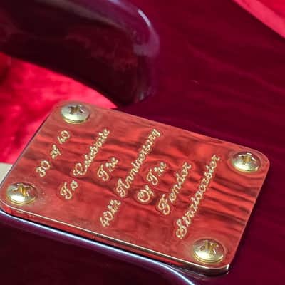 Fender Custom Shop Stratocaster 40th Anniversary Concert Limited Edition 1994 UK Exclusive ARTIST ONLY Eric Clapton Mark Knopfler Rory Gallagher George Harrison Keith Richards etc Ruby Red Ash Body Gold Hardware AAA Flame Neck USA American FSR Guitar image 9