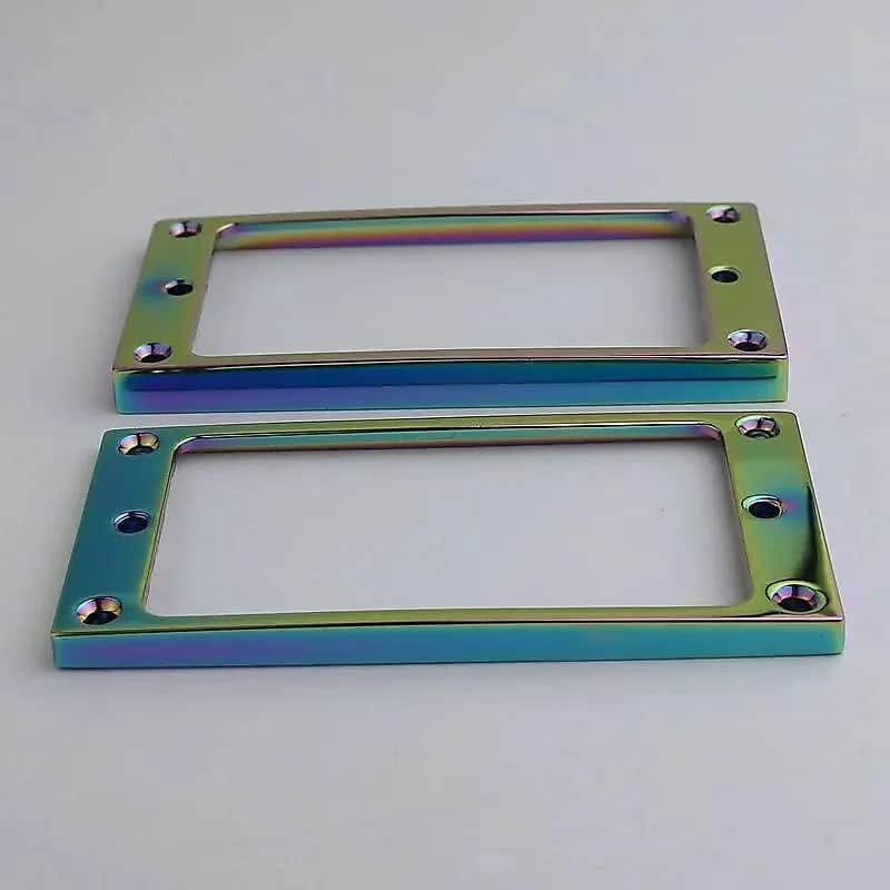 Rainbow Finish Metal Guitar Flat Humbucker Pickup Rings Frames image 1