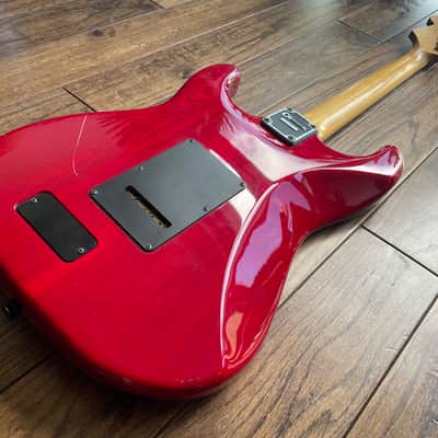 Vintage 1993 Charvel by Jackson CST-070 Super Strat Electric Guitar Active Pickups Transparent Red image 12