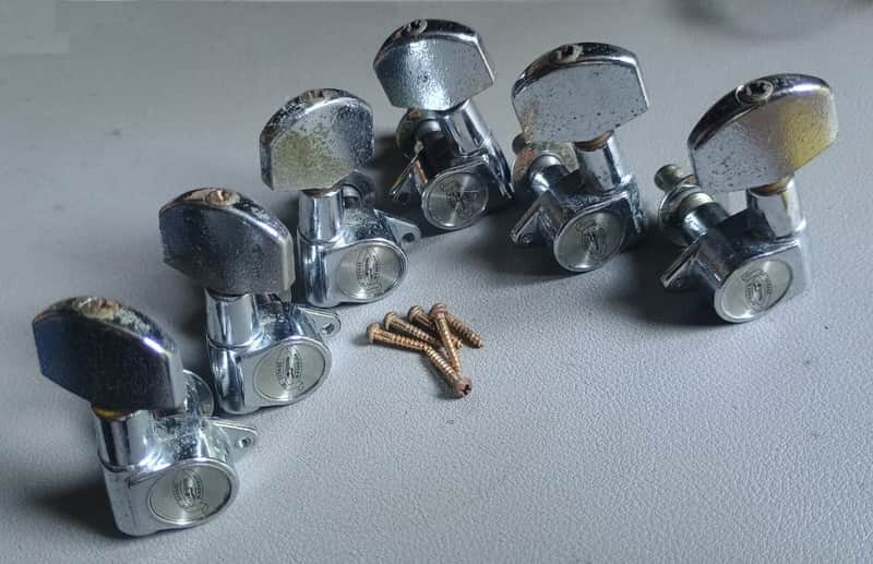 Vintage 70's George Washburn guitar tuning peg / tuner set 3L + 3R ULTRA RARE image 1