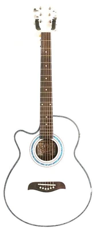 Oscar Schmidt OG10CEWHLH Left-Handed White Concert Size Acoustic Electric Guitar image 1