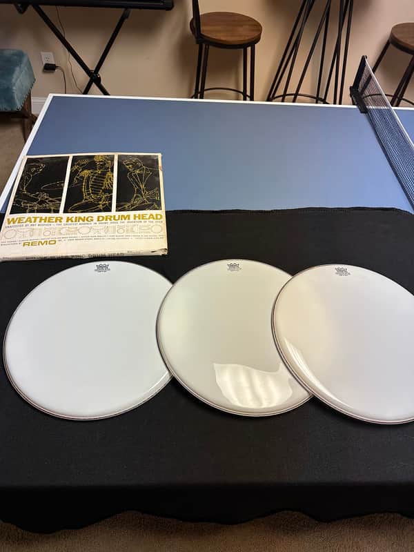 Ludwig (Lot of 3) 17 inch NOS Ambassador Smooth White Tom Drum Heads 1970’s image 1