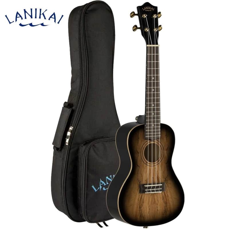 Lanikai SMBB-TX Tenor Ukulele Spalted Maple Burst Gloss Grover Tuners Writing image 1