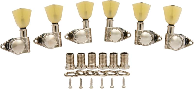 Nickel 3+3 Locking Tuners 21:1 Locking Tuning Machines Locking Tuning keys with Vintage Keystone Buttons for USA LP/Les Paul/SG/ES/Acoustic Guitars image 1