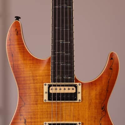 Schecter C-1 Exotic Spalted Maple - Ebony Fingerboard, Satin Natural Vintage Burst image 6