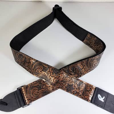 Vegan Leather Guitar Strap - Tooled Faux Leather Guitar Strap - Textured Leather Guitar Strap-Fits image 3