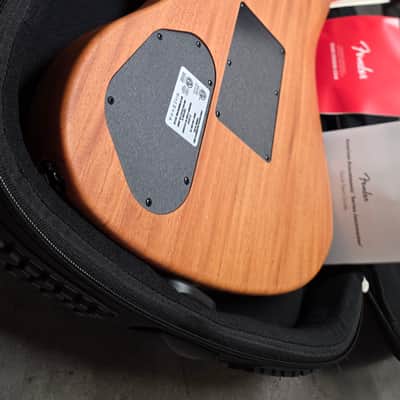 Fender American Acoustasonic Jazzmaster BRAND NEW Natural Mahogany Sitka Spruce Top Semi-Hollow Body USA Fishman Piezo Tim Shaw Shawbucker Humbucker Pickup Acoustic-Electric Guitar image 16
