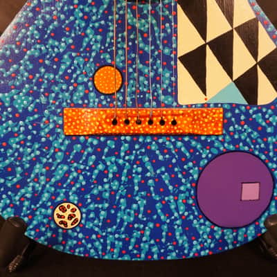 Hap "Michael Hapner" Hand Painted Guitar Blue Psychedelic Wall Art image 5