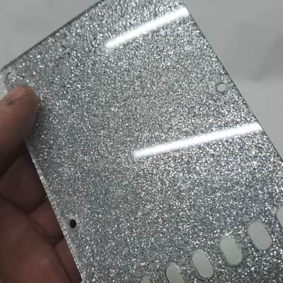 Platinum Silver Sparkle Glitter HXS HS pickguard + trem cover set Fits Fender Strat Stratocaster image 19
