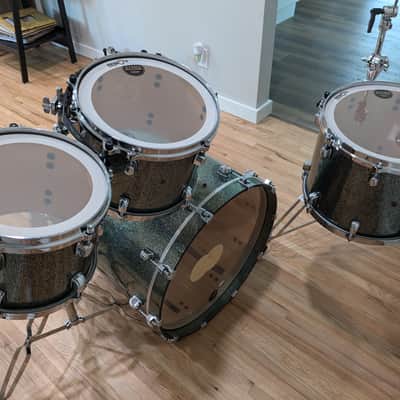 Tama Starclassic Maple 4 Piece Drum Set 1990s - RARE Blue Green Sparkle image 4