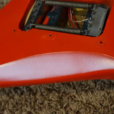 Video! 1980s Hondo H-1 Death Dagger Neon Orange Refinish w/ Original Hardshell Case image 20