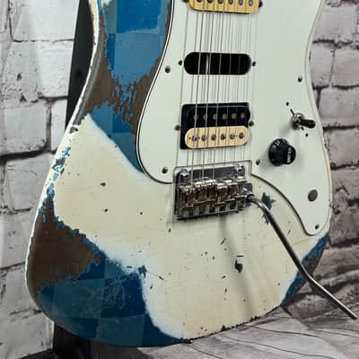 Friedman Vintage S 2026 - White Over Two Tone Blue Metallic (Large Checkerboard) w/OHSC image 4