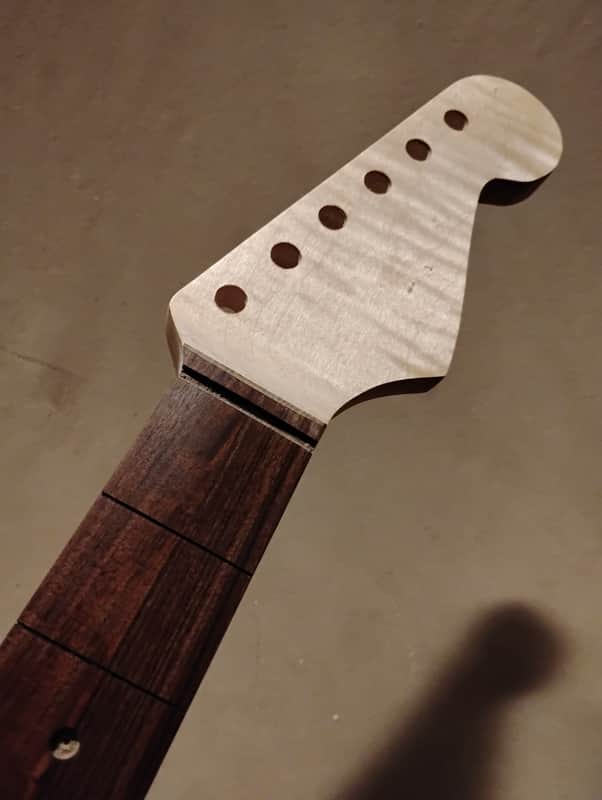 BEAUTIFUL BRAZILIAN MORADO FLAME MAPLE STRAT NECK FITS FENDER WARMOTH image 1