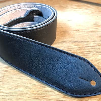 Handmade in Michigan by Roem Leather 2 1/4" Handmade Leather Guitar Strap Rich Black image 1