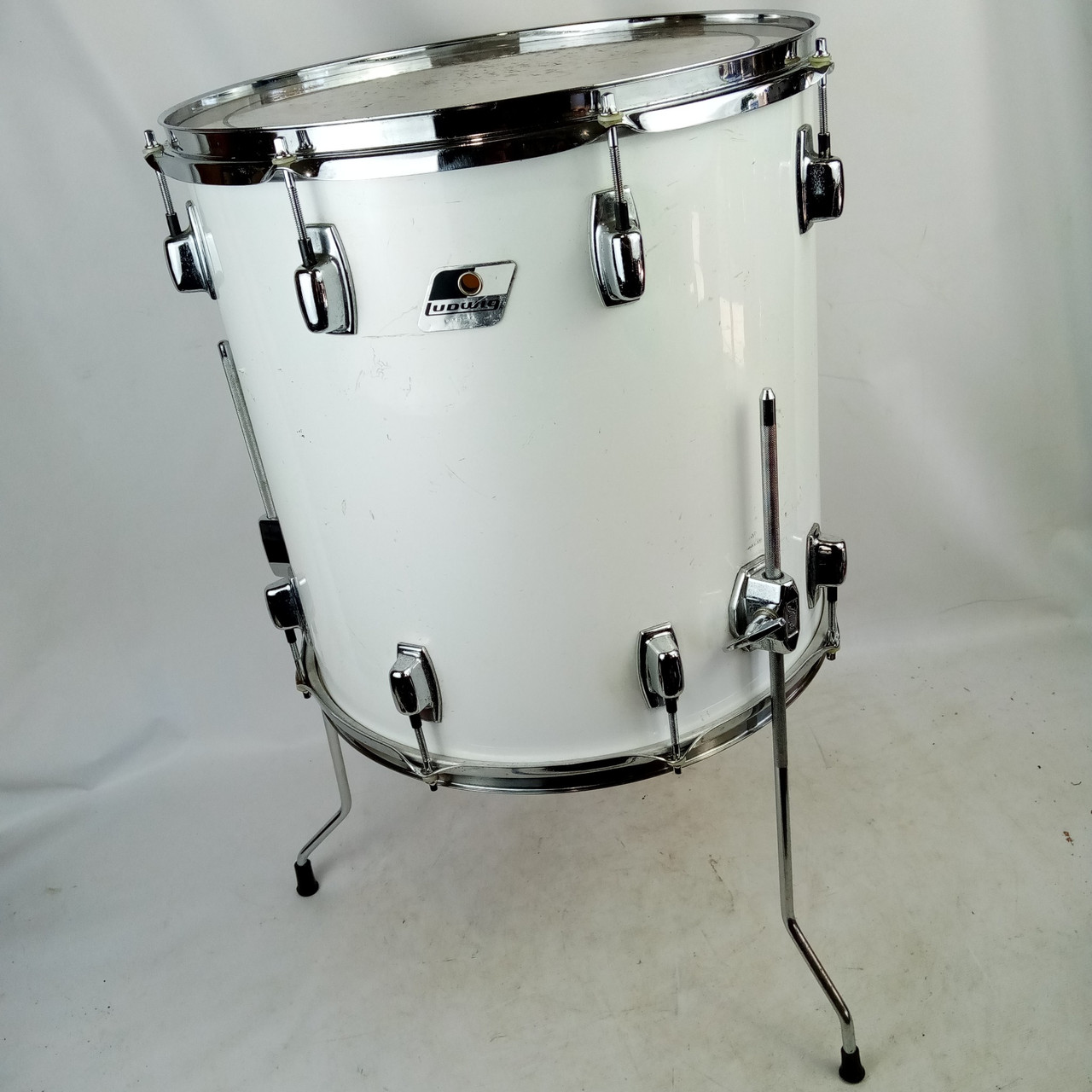 Ludwig 16x16"White Cortex Floor Tom Drum Vintage 80s Black/White Rocker 4Ply USA — main photograph