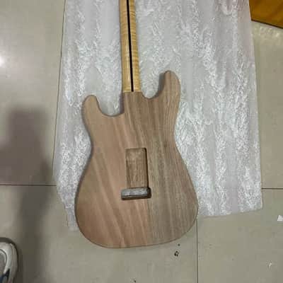 Veneer Tiger Maple Top Mahogany Guitar Strat Style Body with Maple Neck DIY Project image 4