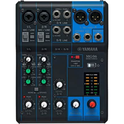 Yamaha MG06 6-channel Analog Mixer - Black/Blue image 1