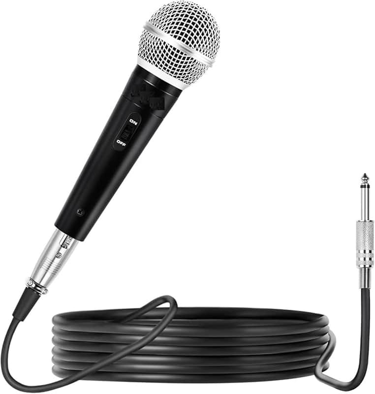 Handheld Wired Karaoke Microphone, Super Cardioid Dynamic Vocal Mic with 13.12ft Detachable XLR Audio Cable and ON/Off Switch, for Karaoke Singing Machine, Speaker image 1