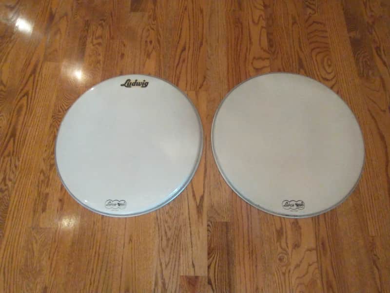 Ludwig (2) vintage 20 inch weathermaster batter/resonate bass drum heads both excellent! image 1