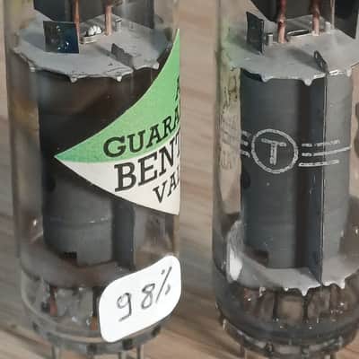 Extremely rare 50's TUNGSRAM el84 6bq DISC FOIL GETTER matched pair WELDED PLATE great Mullard alternative for Vox ac30 Marshall Orange image 8