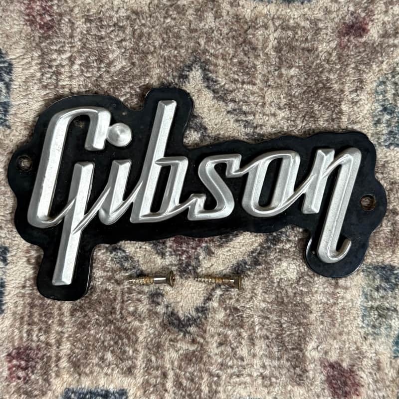1960s Gibson Vintage Black and Silver Amp Badge W/ Screws! image 1
