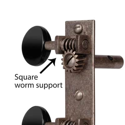 Golden Age Restoration Tuners for Slotted Peghead Guitar - Square-end, With matte black knobs image 2