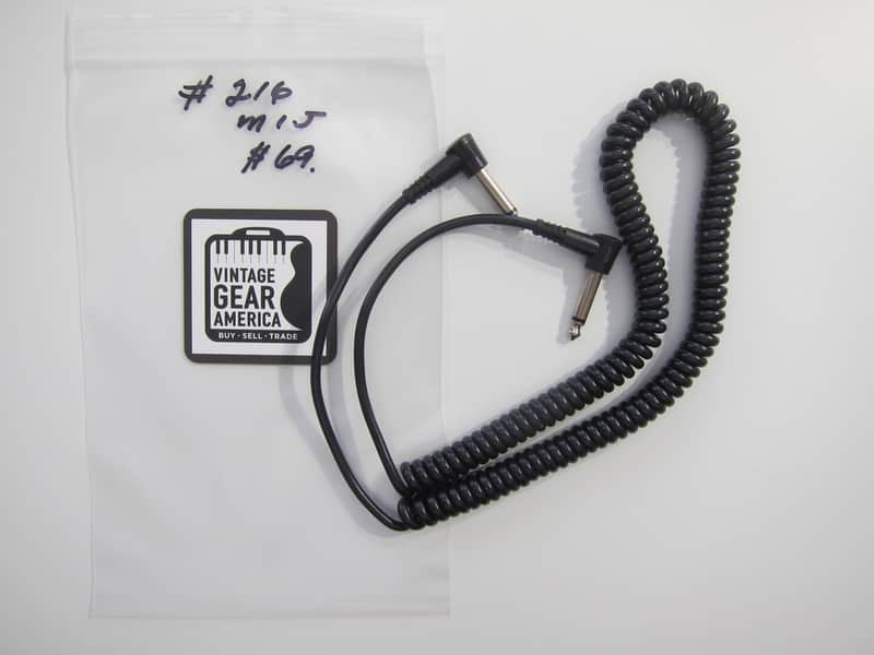 Teisco Del Rey Curly or Coil Cord Guitar Cable MIJ Authentic Vintage Accessory Case Candy Circa-1960s-1970s-Black image 1