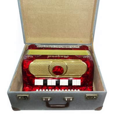 Rare 5 Row Button Accordion Record C System 123 Bass Buttons, made in Italy, New Straps, Original Case 2098, Wonderful Rich sound! image 16