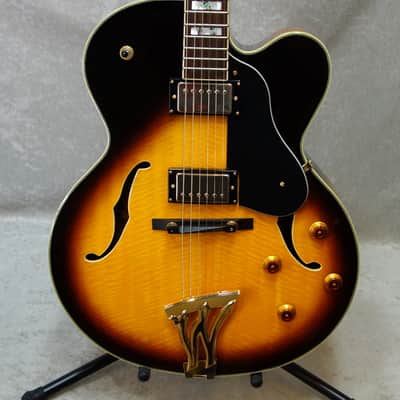 Washburn J5 J-5 hollow body electric guitar in sunburst finish image 7