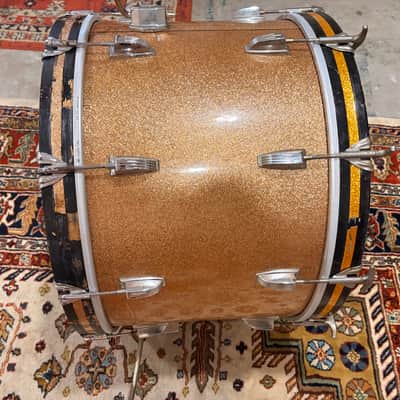 Vintage Ludwig 22 x 14 Bass Drum 1960s - Champagne Sparkle w/ New Heads image 12