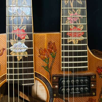 Blueberry Double Neck Acoustic & Electric Guitar -  Handmade with Seymour Duncan Pickups Built to Order in 90 Days image 3